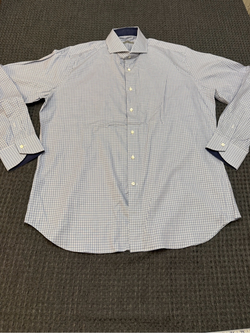 Canali blue/white checked button up shirt.